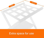 Heybly Luggage Rack, Folding Suitcase Stand with Storage Shelf, Heavy-Duty Luggage Holder for Guest Room Bedroom Hotel, Holds up to 165 lb, White, HLR010W1