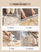 Hanging Vacuum Storage Bags 6 Pack Combo Jumbo Large Space Saver Bags, Vacuum Sealer Bags for Clost Storage Organizer, Clothes Garment Coat Dress Protector