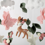Deer Hanging Mobile Girl Room Decor Butterflies Flowers Ceiling Mobile