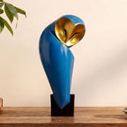 Thyle 1 Pcs Mid Century Modern Owl Statue for Home Decor Accents Resin Owl Sculpture Handmade Vintage Modern Birds Statue for Bookshelves Desk Living Room Display Collectible Gift (Blue,15.8 Inch)