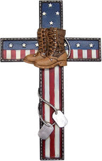 Wowser Patriotic Military Support Cast Resin Wall Cross Decor, 11 3/4 Inch