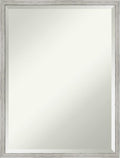 Amanti Art White Wall Mirror 25x19 Shiplap White Narrow Rectangle Bathroom Mirror for Wall Decor Living Room, Medium Cottage Wood Frame, Hangs Horizonally and Vertically, Bathroom Decor, Beveled Edge