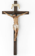 BC Catholic Crucifix Wall Cross, 10" H Jesus Christ Cross for Wall, Catholic art of Home Altar, Crucifijos Catolicos, Religious Gift for Dad, Handpainted Renaissance Sculpture by Buildclassic