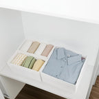 Washable Cloth Drawer Organizer, Set of 4 Foldable Sock Dresser Drawer Organizers Storage Boxes, Fabric Storage Boxes Closet Cabinet Organizer for Clothes (White, S+2M+L)