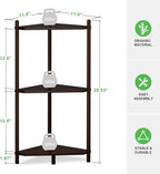 Wisuce Corner Shelf Stand - 3 Tier Bamboo Small Corner Bookshelf, Brown (Color Issue Fixed), for Office Kitchen Bedroom Plant Stand Living Room Decor Small Space