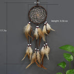 Handmade Dream Catchers Wall Decor,Boho Feather Dreamcatcher with Natural Elements,Unique Home Decor Gift for Bedroom, Living Room (Brown 19.7in)