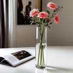 CYS Excel Clear Glass Cylinder Flower Vase, 14" Height x 4" Diameter, Elegant Hand-Blown Glass Wedding Floral Centerpiece Versatile Hurricane Candle Holder