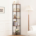 Yoobure Corner Shelf Stand, 5-Tier Bookshelf, 65" Tall Shelves for Bedroom, Living Room, Narrow Display Shelf Bookcase, Rustic Book Shelf with Display Shelves for Office
