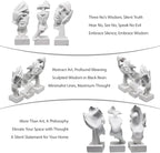 aboxoo Large Size 3 Pcs Thinker Statue, Silence is Gold, See No Evil Hear No Evil Speak No Evil Statues, Modern Resin Sculptures Decor for Living Room Home, Office, Study (White)