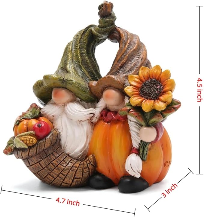 Hodao Harvest Love：Thanksgiving Pumpkin Gnome Couple Embrace Figurines-Adorable Fall Pumpkin Gnomes Home Indoor Tabletop Decoration-Fall Thanksgiving Gifts