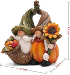 Hodao Harvest Love：Thanksgiving Pumpkin Gnome Couple Embrace Figurines-Adorable Fall Pumpkin Gnomes Home Indoor Tabletop Decoration-Fall Thanksgiving Gifts