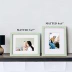 Egofine 8x10 Picture Frames Set of 4, Made of Solid Wood Covered by Plexiglass 4x6 and 5x7 with Mat or 8x10 without Mat, for Table Top Display and Wall Mounting Photo Frame Rustic Green
