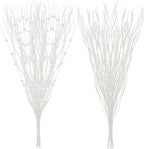 SLK 16-Pack Artificial Glitter Berry Stem Ornaments, Christmas Decorative Glittery Twigs, Picks, Branches for Tree, Wreath, Small Vase, Halloween Party (White)
