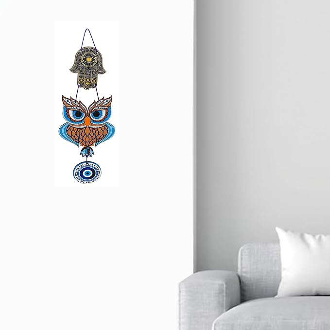 Decorative Bird Mobile Wall Hanging, Colorful Swallow Design with Flowers, Traditional Tattoo Style Art (OWL_Hanging_D_1)