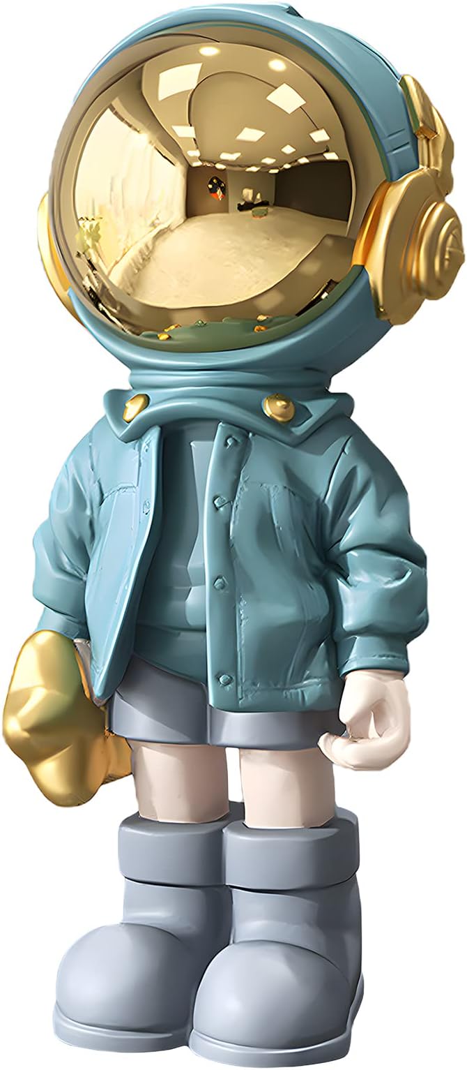 Dosker Astronaut Statues Spaceman Sculpture Polyresin Arts Gifts Light Blue Figurine Ornament Room Decor for Men,Home and Crafts Desktop Accessories Tabletop Decoration, Living Room, Office, Bookshelf
