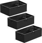 SpaceAid 3 Pack 10" High Under Bed Storage Containers, Large Underbed Storage Organizer Bins with Lids for Bedroom, Dorm, Clothes, Closet Organization, Bed Sheets and Blankets (Black)