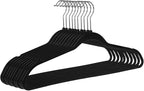 Quality Hangers 200 Pack Plastic Hangers for Clothes - Slim Non-Velvet Hangers with 360° Swivel Chrome Hook & Non Slip Notches - Ideal for Dresses Coats Shirts Jackets & More - Black