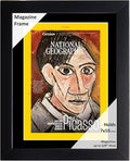 Creative Picture Frames 7 x 10 Magazine National Geographic Frame with Full-Strength Glass, Holds Up To A 1/4" Thick Media with Installed Hangers for Easy Mounting, 8x12 Black Frame with Black Mat