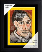 Creative Picture Frames 7 x 10 Magazine National Geographic Frame with Full-Strength Glass, Holds Up To A 1/4" Thick Media with Installed Hangers for Easy Mounting, 8x12 Black Frame with Black Mat