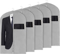 Syeeiex 40" Suit Bag, Set of 5 Garment Bag, Garment Bags for Hanging Clothes, Suit Bags for Closet Storage, Waterproof and Dustproof, Best for Suits, Shirts, T-shirts and Jackets on Closet(Grey)
