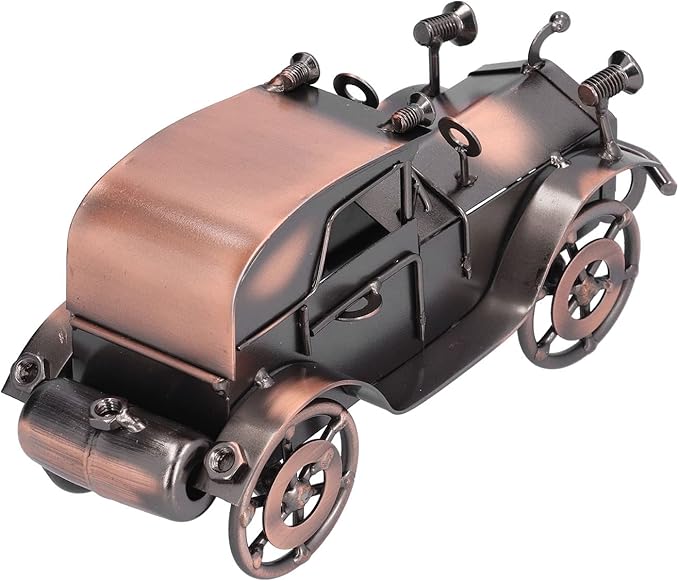 Vintage Car Model Metal Bronze Classic Exquisite Home Decorative Handicraft Ornament, Antique Car Decor for Living Room, Office, Shelf Display and Gift