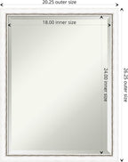 Amanti Art White Wall Mirror 26x20 Morgan White Silver Rectangle Bathroom Mirror for Wall Decor Living Room, Medium Modern Wood Frame, Hangs Horizonally and Vertically, Bathroom Decor, Beveled Edge