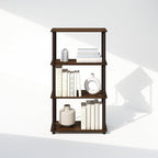 Furinno Turn-N-Tube Book Shelf, 4-Tier Bookshelf, Bookcase with Multipurpose Compact Display Rack, 11.6 x 23.6 x 43.2, for Living Room, Bedroom, Home Office, Walnut/Brown