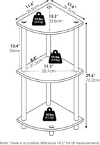 Furinno TURN-N-TUBE Corner Shelf, 3-Tier Corner Bookshelf, Display Storage Shelves with Open Shelves, for Organization and Storage, Living Room, Home Office, Garage, Dark Walnut