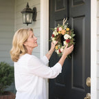 Sattiyrch 15" Wreath Hanger for Front Door,Sturdy Steel Wreath Door Hanger,Over The Door Hanger Hook (Black,4)