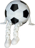 Soccer Ball Buddy Figurine with Articulated Legs, Decorative Sports Collectible, Desktop Shelf Decor, White and Black, Unique Gift for Soccer Enthusiasts