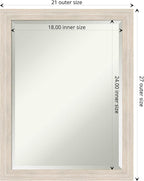 Amanti Art White Wall Mirror 27x21 Hardwood White Wash Narrow Rectangle Bathroom Mirror for Wall Decor Living Room, Medium Country Rustic Wood Frame, Hangs Horizonally and Vertically, Bathroom Decor,