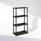 Furinno Turn-N-Tube Book Shelf, 4-Tier Bookshelf, Bookcase with Multipurpose Compact Display Rack, 11.6 x 23.6 x 43.2, for Living Room, Bedroom, Home Office, Espresso/Black