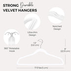 HOUSE DAY Premium Velvet Hangers 100 Pack White, Non-Slip Flocked Felt Hangers, Sturdy Clothes Hanger with 360° Rotatable Hook, Heavy Duty Durable Slim Coat Hanger for Closet Space Saving