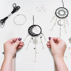 2 Sets Small Moon Star Dream Catcher Kit Make Your Own Dreamcatcher Kit Colorful Mini Dream Catcher Wall Hanging Kit Instruction Included for Bedroom Wall Decor Nursery Room Wedding Party