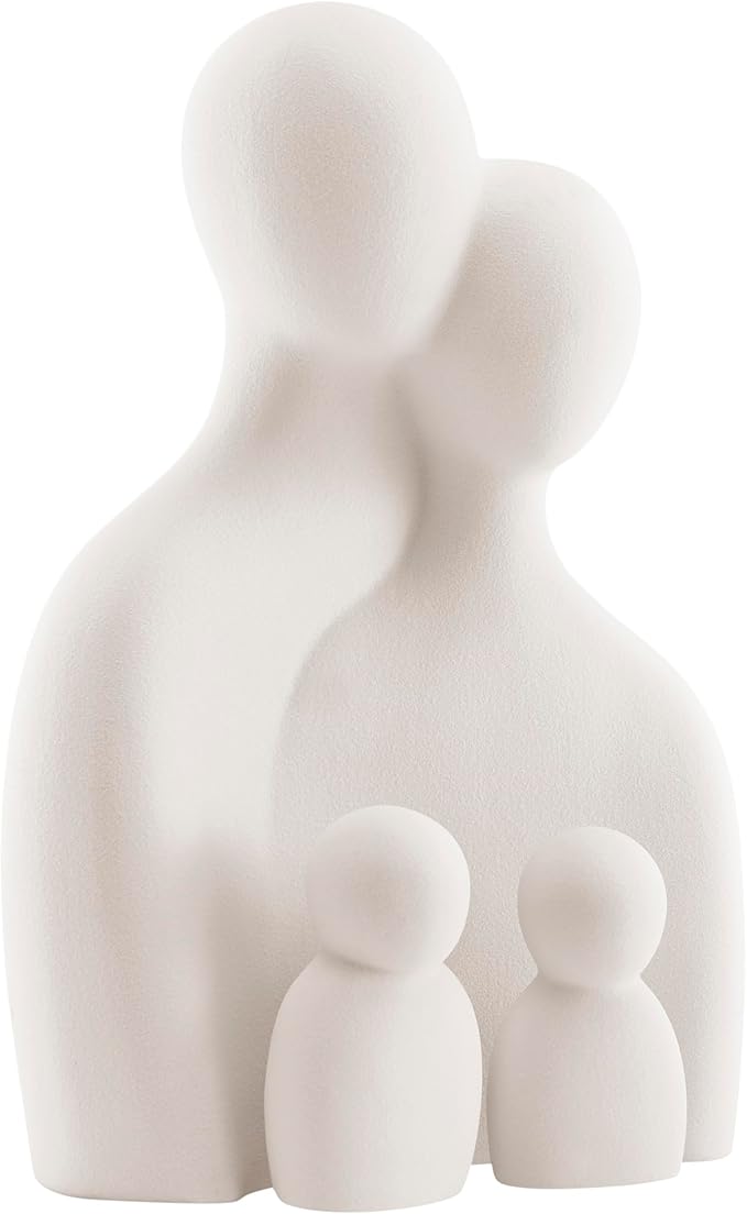 Danya B. Hans Cream Abstract Nesting Three Piece Family of 4 Decorative Accent Matte Ceramic Sculpture Figure Set