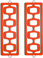 CroBlissful 2 Pcs Mid Century Modern Wall Art Wood Mid Century Elegance Decor Accents Abstract Wall Sculpture Geometric Panels for Interior Panel Art for Home Living Room(Orange)