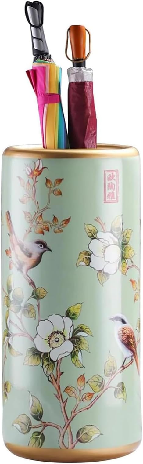 Umbrella Stand, Ceramic Freestanding Storage Holder, Traditional Luxurious Design, Porcelain Umbrella Rack for Home Office Entryway
