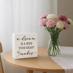 Motivational Home Decor, A Dream Is A Wish Your Heart Makes, Nursery Quote, Rustic Home Decor, Inspirational Art, Gift for Dreamers, Housewarming Gift, Box Sign Decoration Tabletop, 5.1x5.1inches