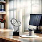 Dosker Knot Decor Mobius Stripe Statue,Modern Abstract Sculpture for Home Decor,Coffee Table Decor for Living Room,Office(Silver)