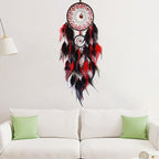 Black and Red Dream Catcher Wall Decor Feather Dream Catchers with Pendant Handmade Dreamcatcher Wall Hanging Ornament for Bedroom Living Room Home Decor