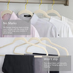 MIZGI Premium Velvet Hangers Pack 50 Pcs Heavyduty - Non Slip Slimline - Velvet Suit Hangers Ivory - Gold Hooks,Space Saving Clothes Hangers …