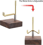 Hipiwe Adjustable Metal Arms Display Stand Easel with Wooden Base - Small Display Easel Holder for Displaying Fossil Coral Geodes Rock Mineral Agate Plate Seashell and Photos, 2"x2"x3.2"