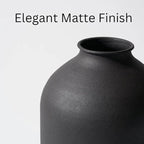 Large Black Vase for Flowers Decor Living Room - 8.6in Tall, Matte Black Arlo Vase for Dining Coffee Table Centerpieces, Wabi Sabi Decor, Big Decorative Modern