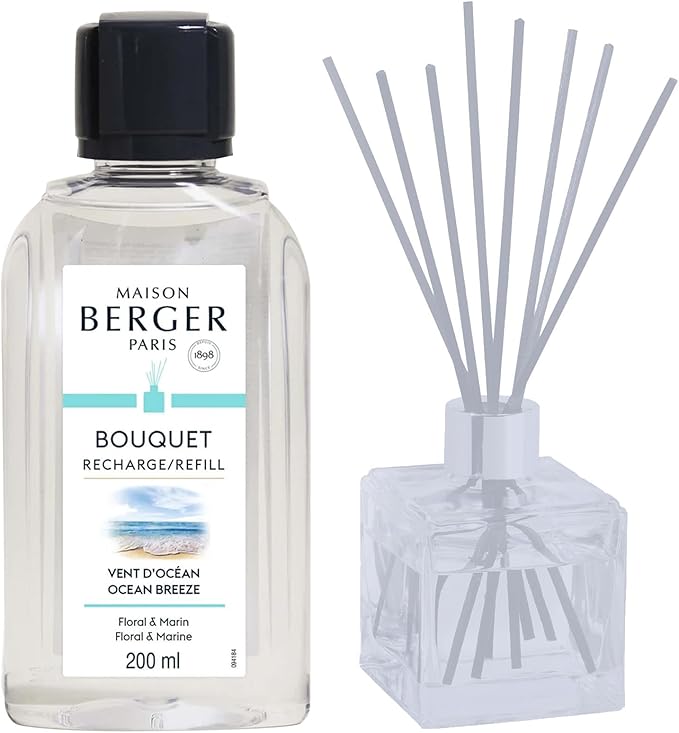 Maison Berger Ocean Breeze Fragrance Refill – 200mL Scented Oil for Reed and Ceramic Diffusers Long-Lasting Marine Freshness, Made in France, Safe and Colorant-Free