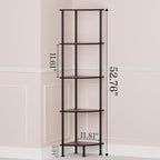 5-Tier Corner Shelf Stand, 52" Industrial Corner Display Rack for Living Room, Bookshelf, Tall Display Shelf, Plant Stand, Storage Standing Shelf for Bedroom, Bathroom, Kitchen, Black