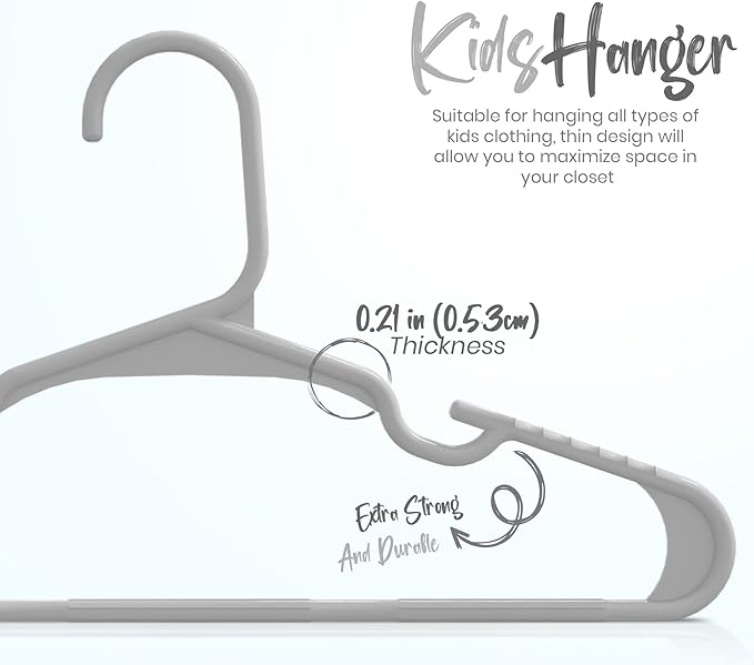Utopia Home 60 Pack Kids Hangers - 11.5 Inch Plastic Baby Hangers for Closet - Childrens Hanger for Clothes & Infant Hanger for Closet - for Everyday Standard Use (Gray)