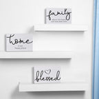 Jetec 3 Pcs Family Home Blessed Rustic Wood Sign Mini Wood Decorative Farmhouse Woodworks Table Shelves Decorations Sign for Bedroom Kitchen Living Room Table Decor(White,4.25 x 2.76 x 0.59 in)