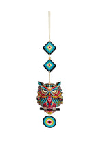 Decorative Bird Mobile Wall Hanging, Colorful Swallow Design with Flowers, Traditional Tattoo Style Art Evil Eye (OWL_Hanging_D_4)