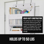 GORILLA GRIP Over The Door Organizer Storage, 5 Deep Hanging Shelves, Holds 50lbs, Closet Organizers Shelf for Bedroom, Shoes, Bathroom, Nursery, Dorm Essentials, 3 Metal Hooks, 58x15 Inches, White