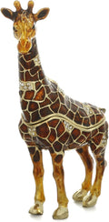 Hand Painted Trinket Box for Home Decor Accents, Enamel Hinged Jewelry Box for Bookshelf Office Table Desk Decoration, Classical Figurine Collectible Keepsake Animal Sculptures (Giraffe-Brown)